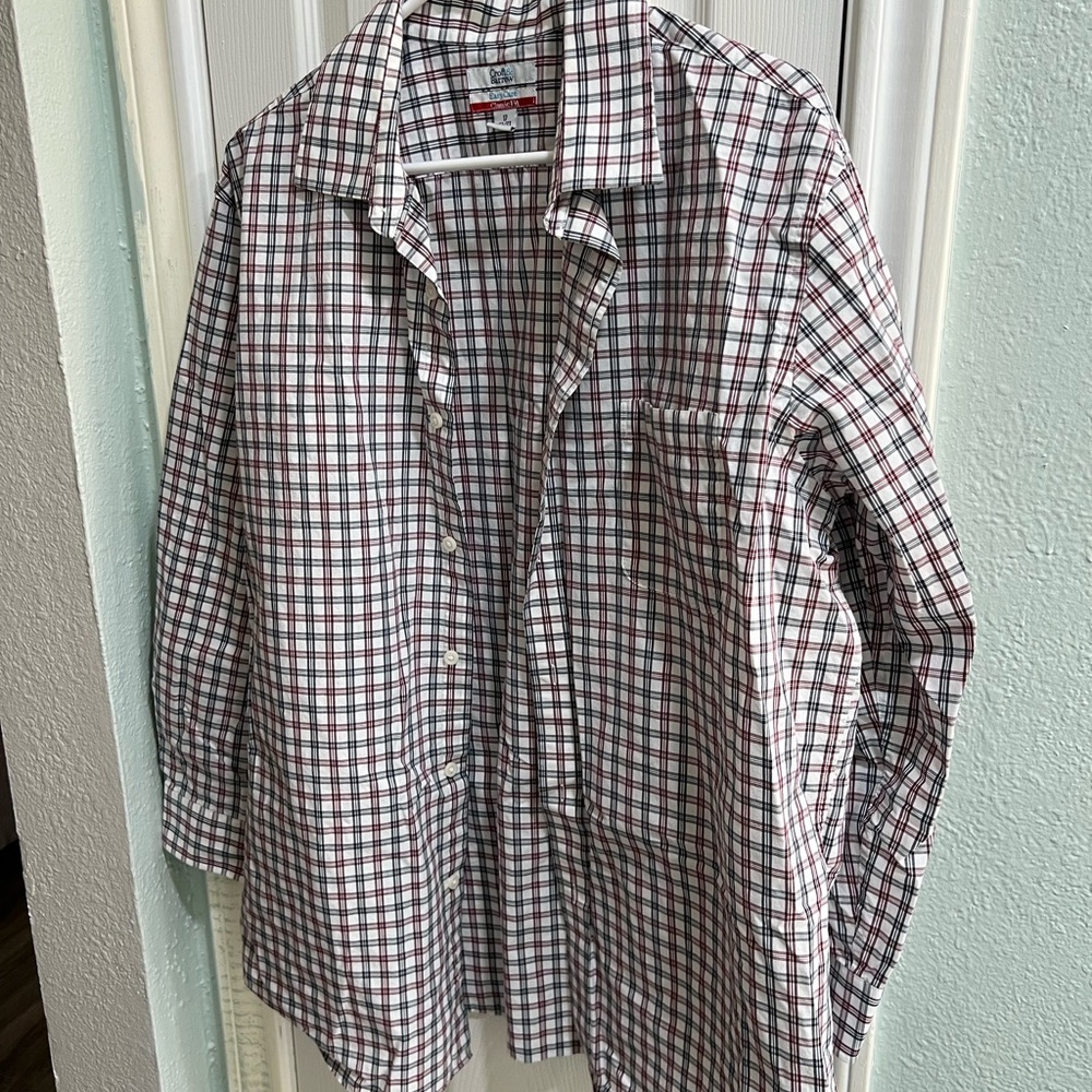 Red and Black Plaid Button-Up Shirt